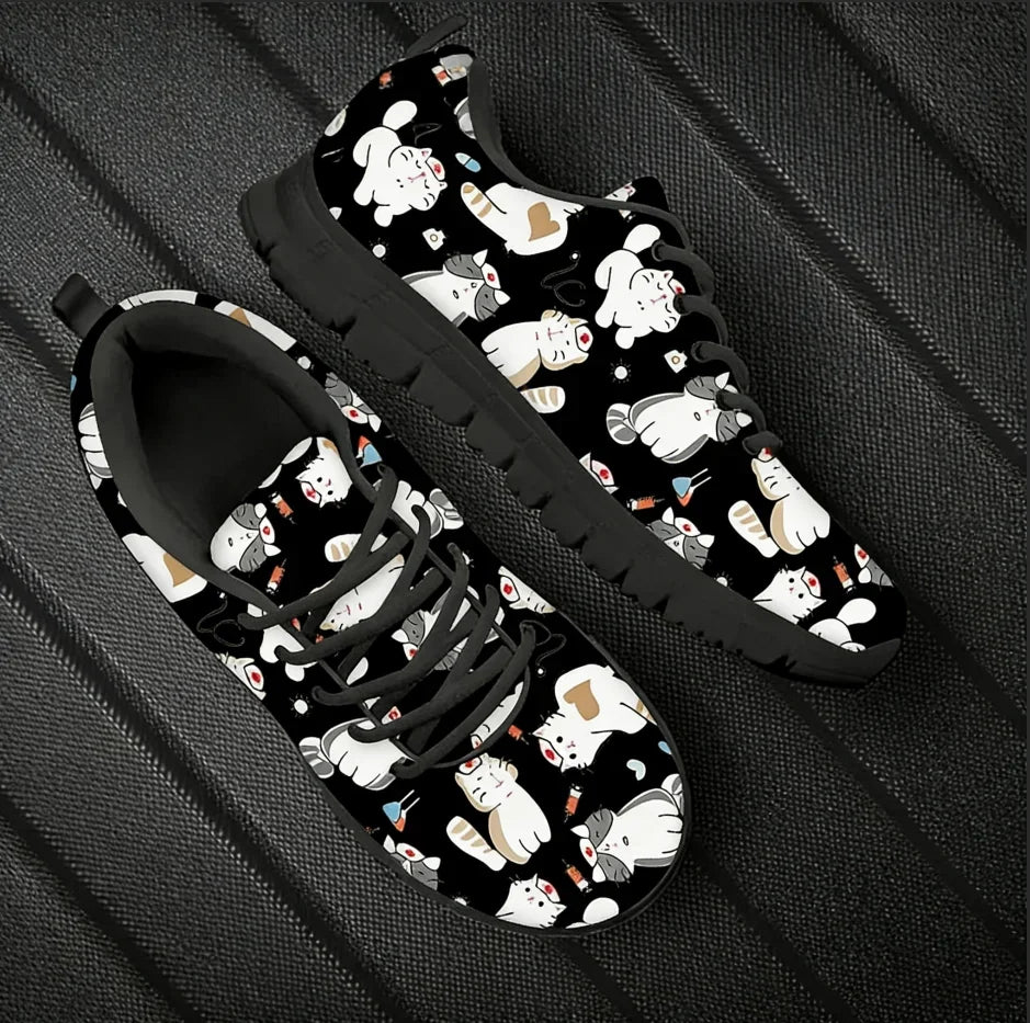 Veterinary Cat Print Sneakers