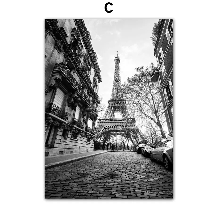 Paris Fashion Girl Black & White Canvas Art