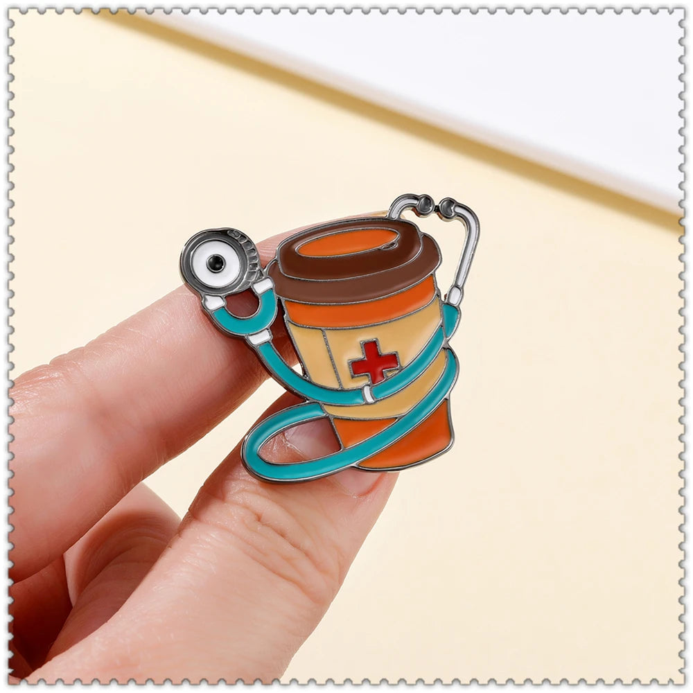 Stethoscope Coffee Enamel Pin
