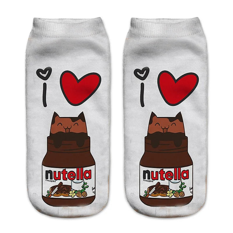 Donut & Fruit Print Ankle Socks