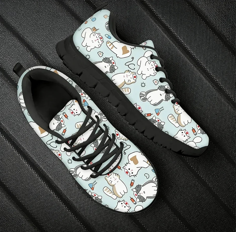Veterinary Cat Print Sneakers
