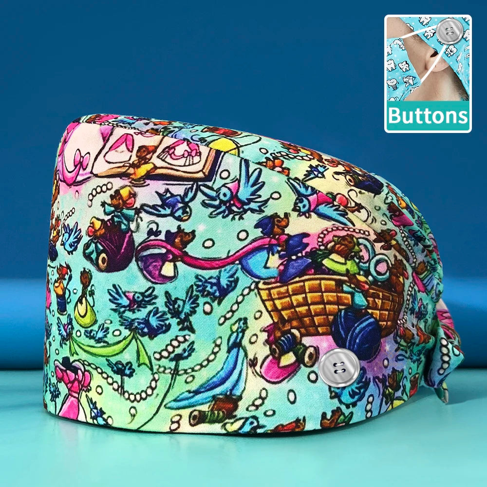 Printed Cotton Scrub Cap