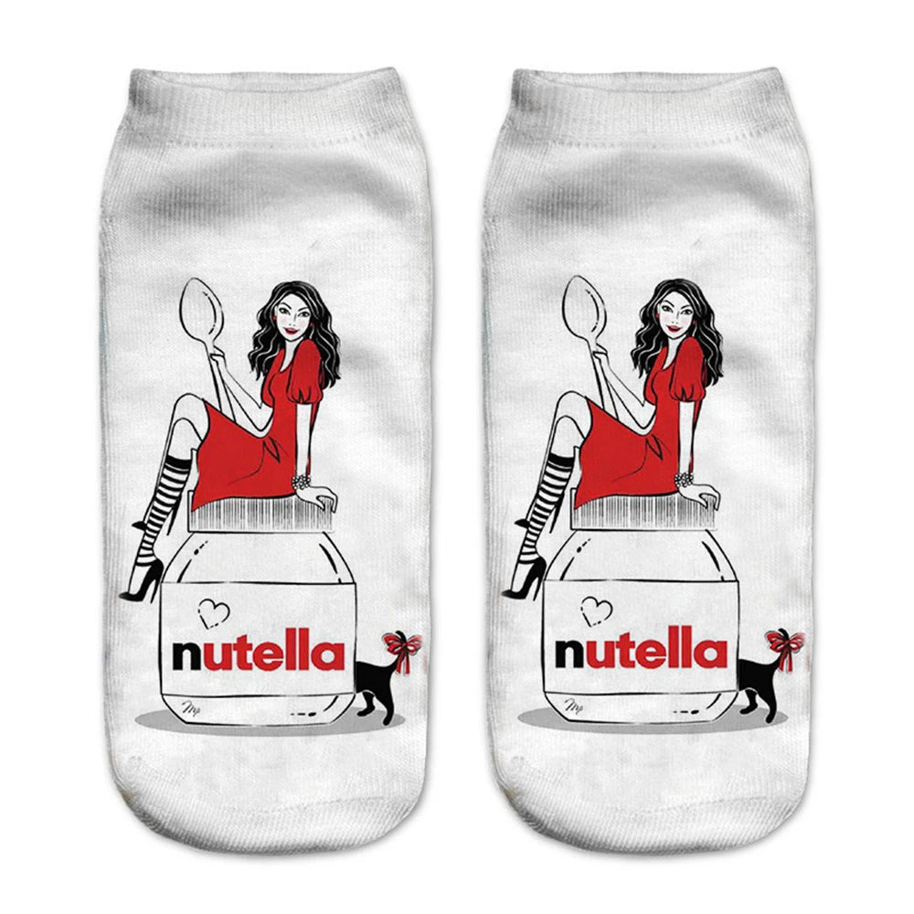 Donut & Fruit Print Ankle Socks