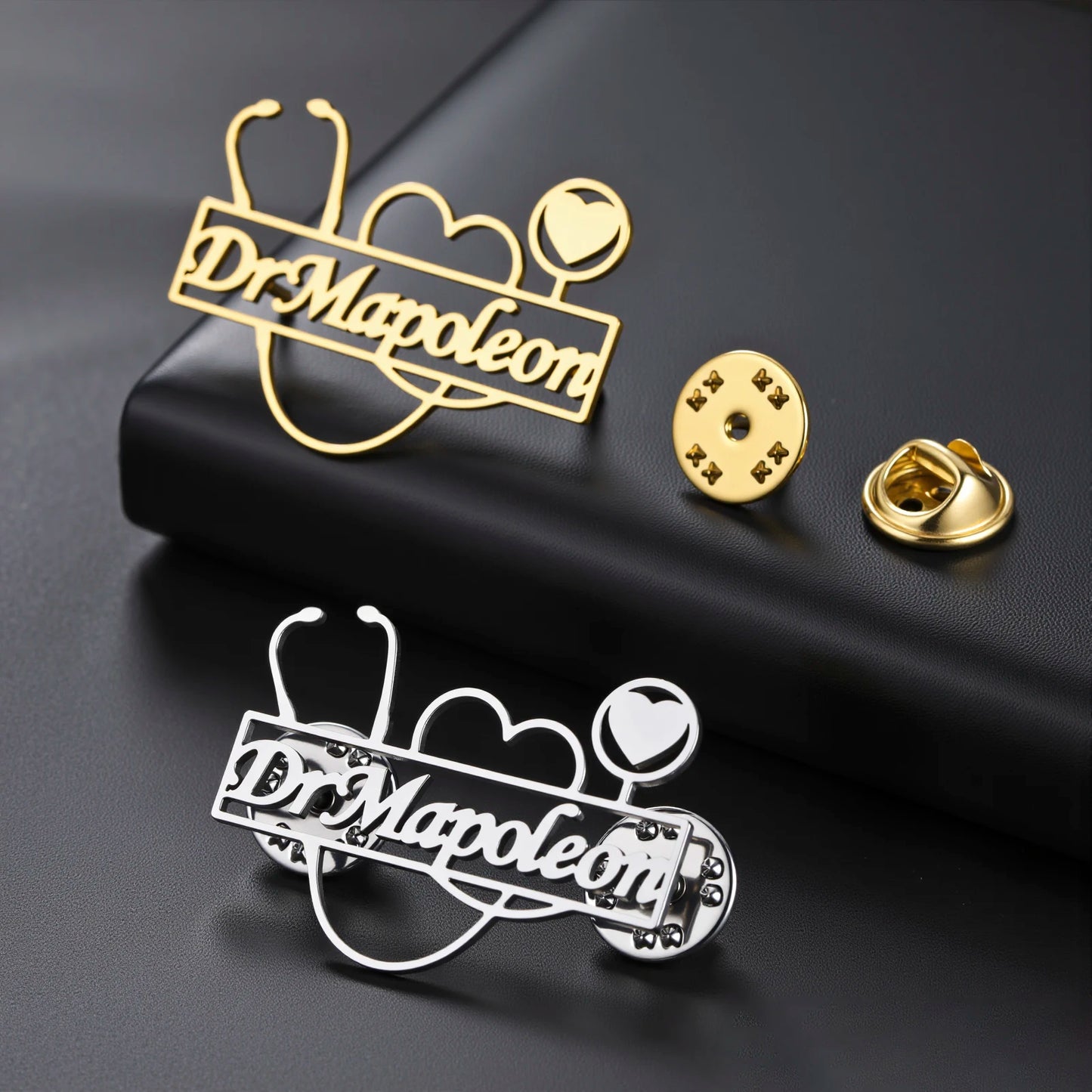 Personalised Stethoscope Name Brooch