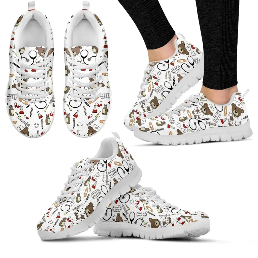 Medical Bear Print Sneakers