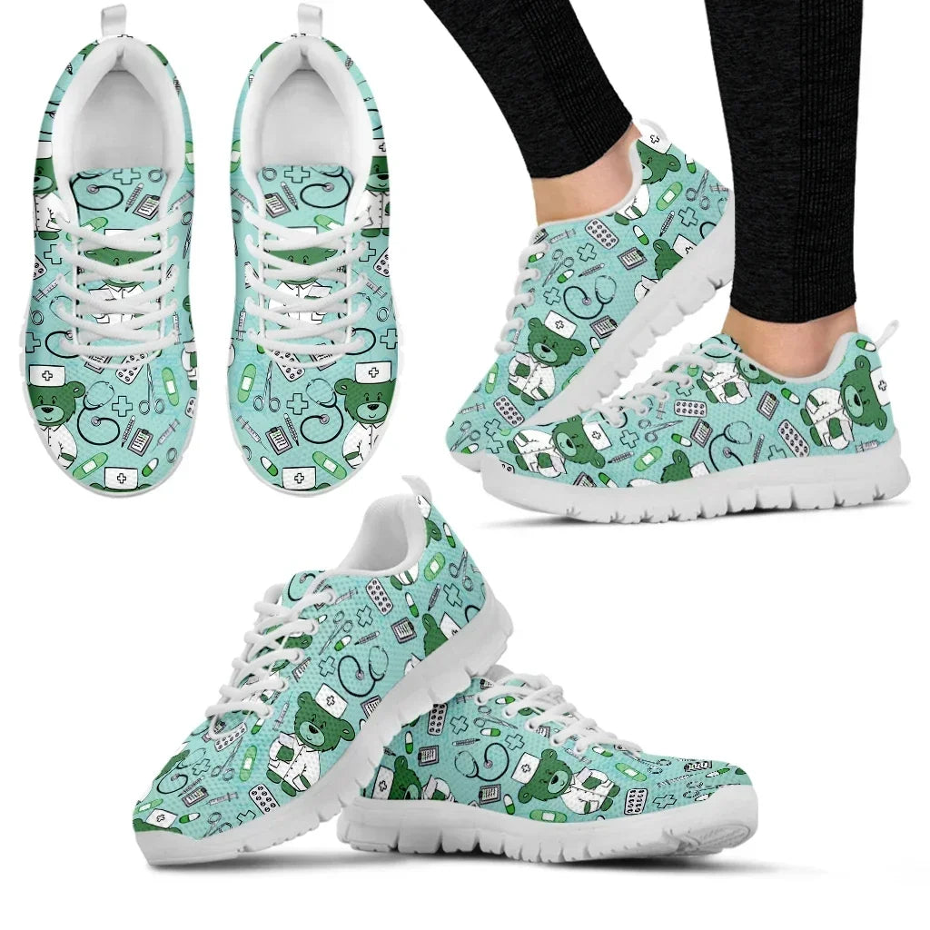 Medical Bear Print Sneakers