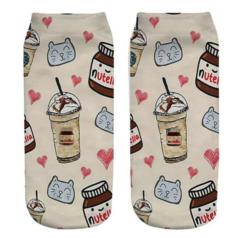 Donut & Fruit Print Ankle Socks