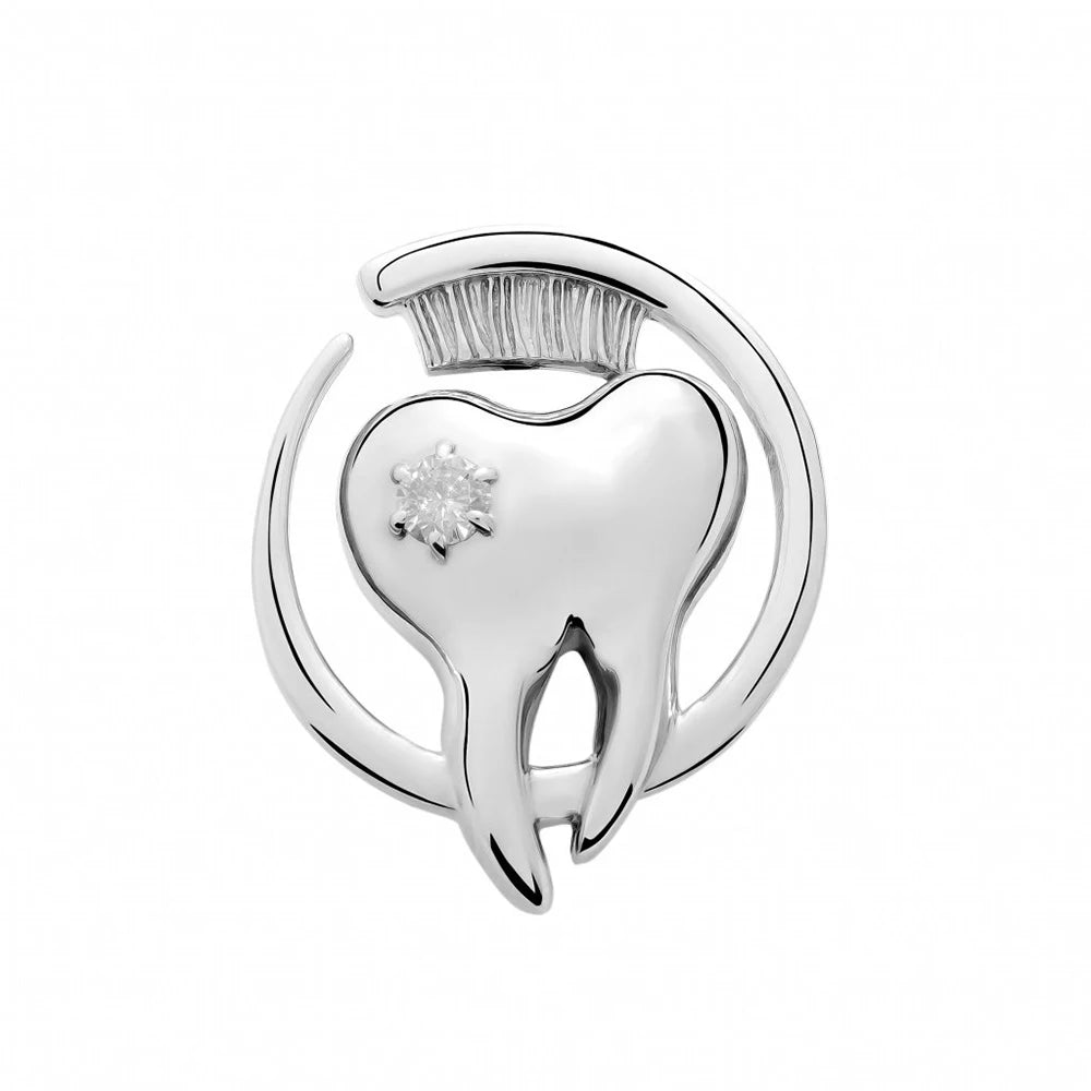 Dentist Crystal Tooth Brooch Pin