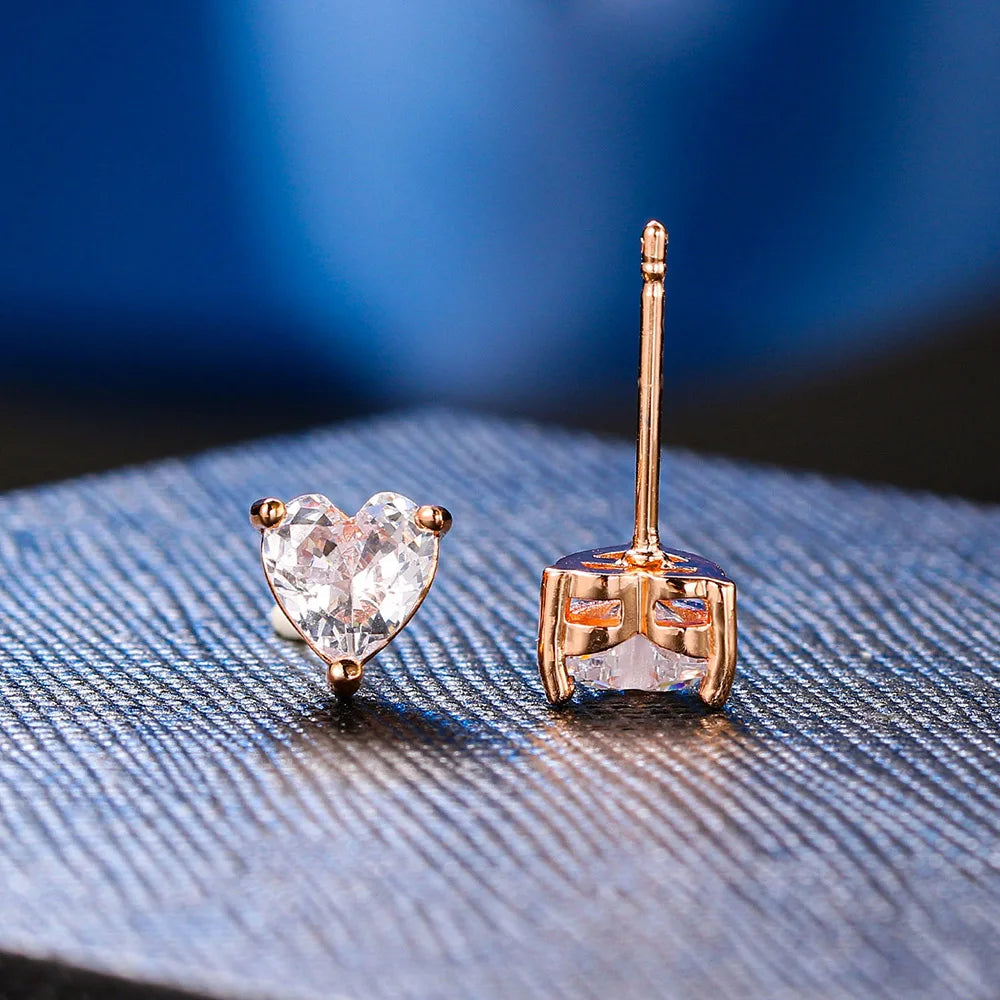 Korean Love Heart Stud Earrings