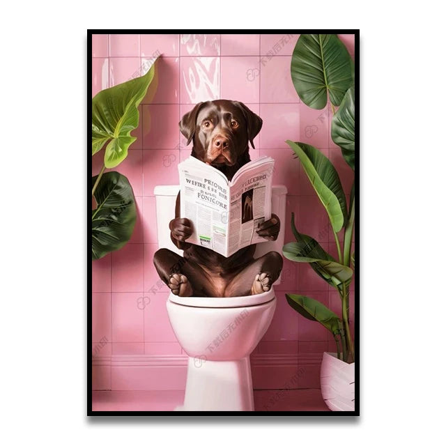 Cat Reading on the Loo Canvas Print