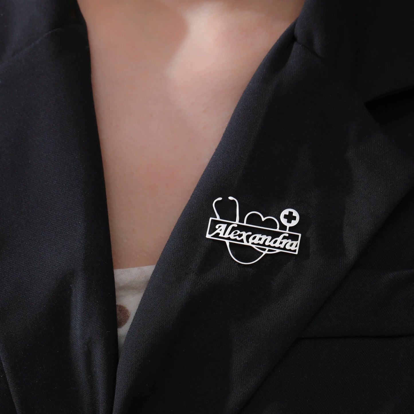 Personalised Stethoscope Name Brooch