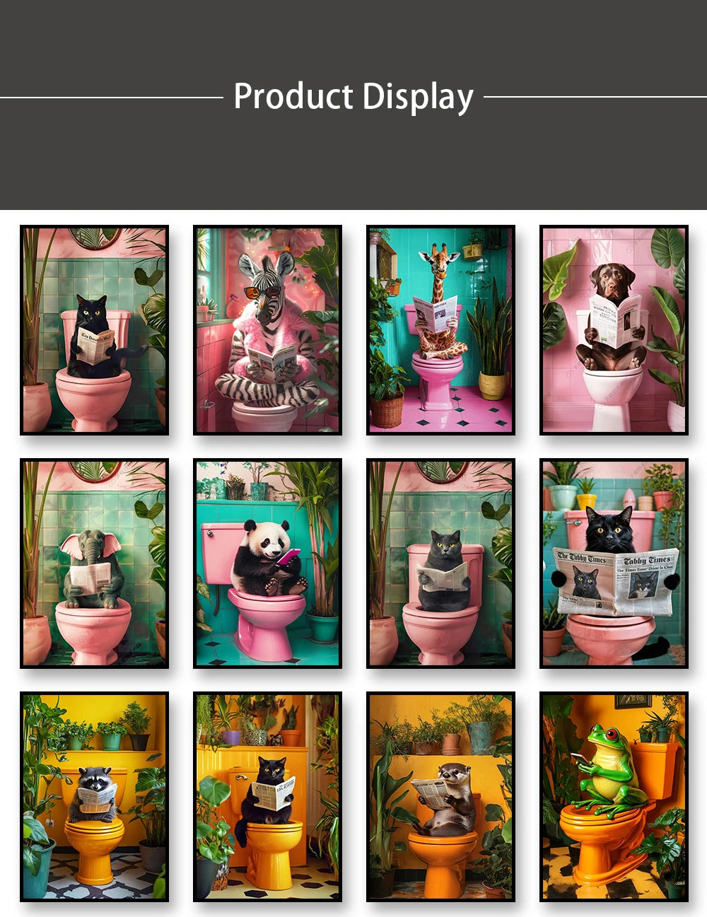 Cat Reading on the Loo Canvas Print
