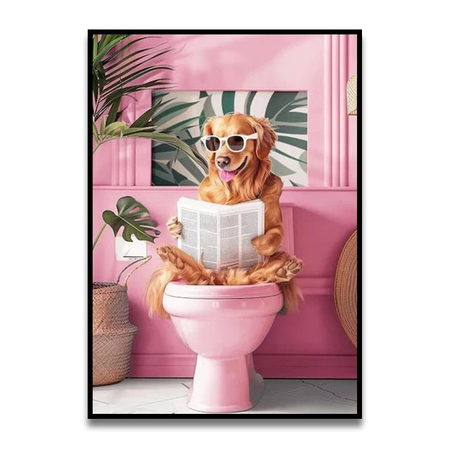Cat Reading on the Loo Canvas Print