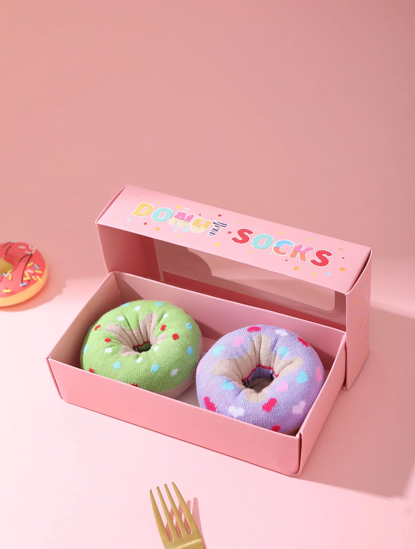 Donut Couple Socks Gift Box (2 Pairs)