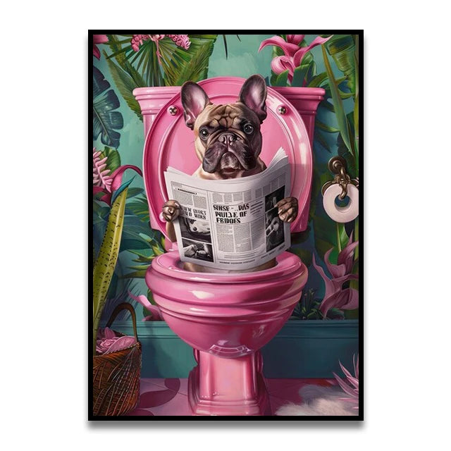 Cat Reading on the Loo Canvas Print