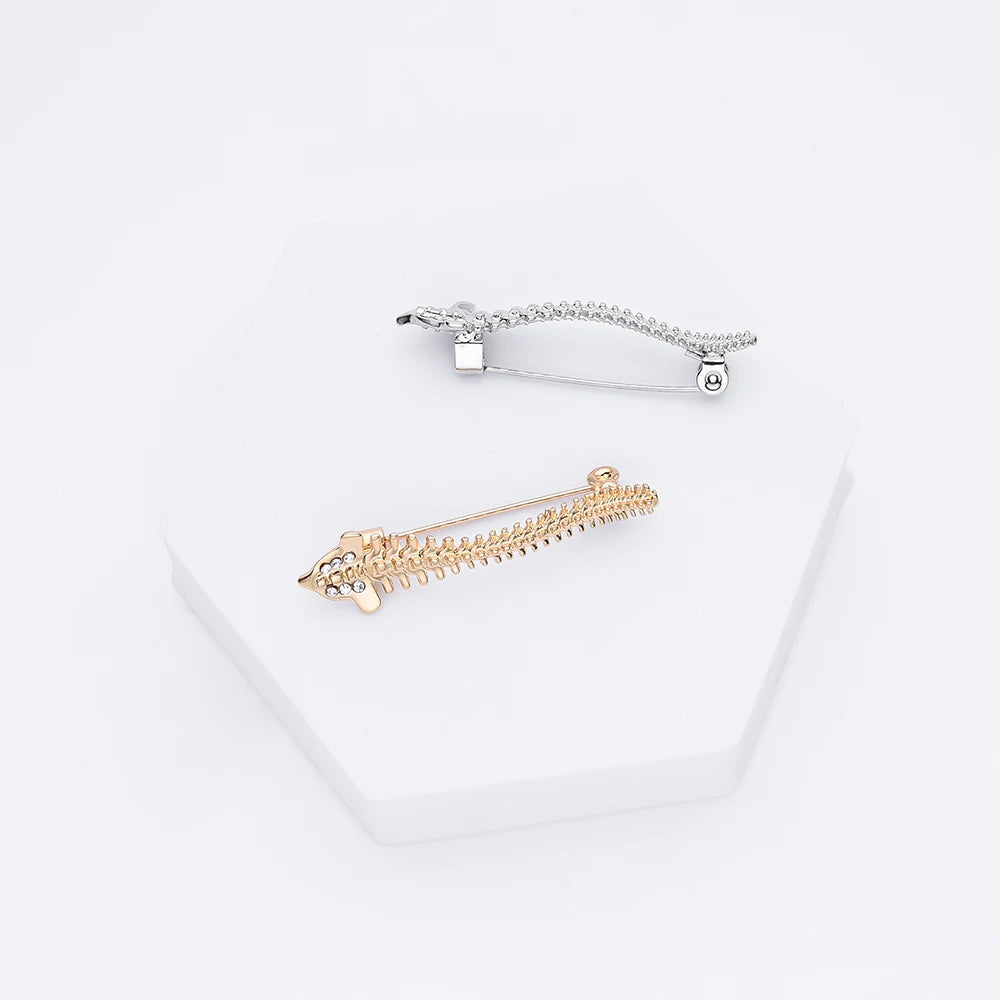 Gold Spine Anatomy Brooch Pin