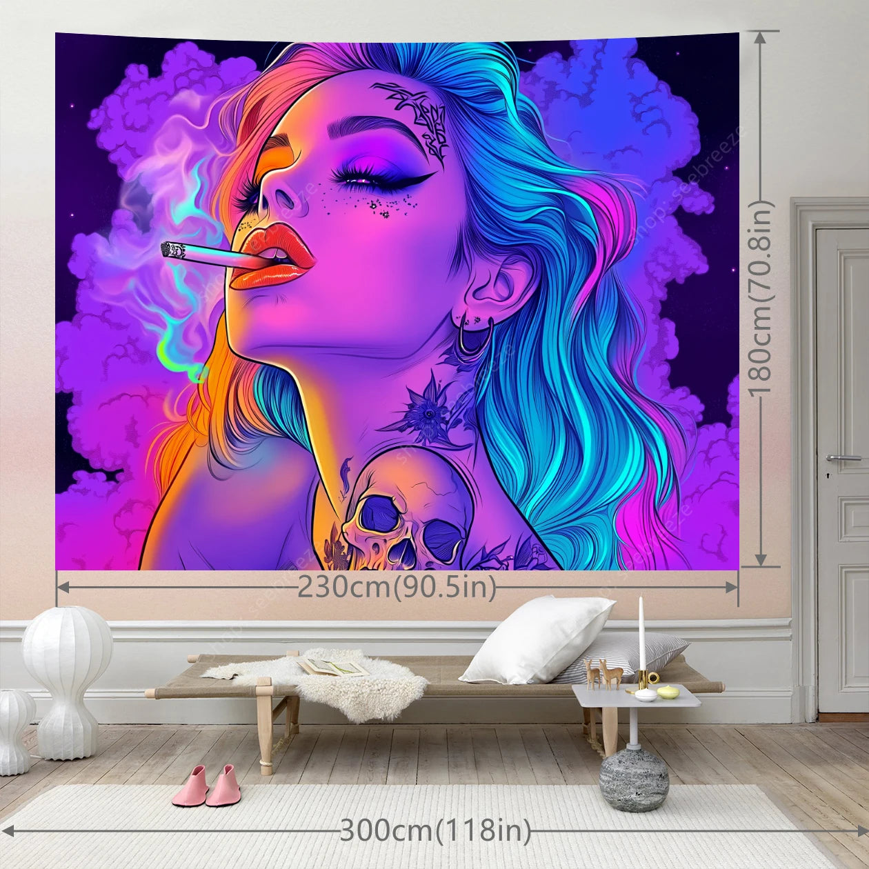 Tattoo Skull Smoke Tapestry