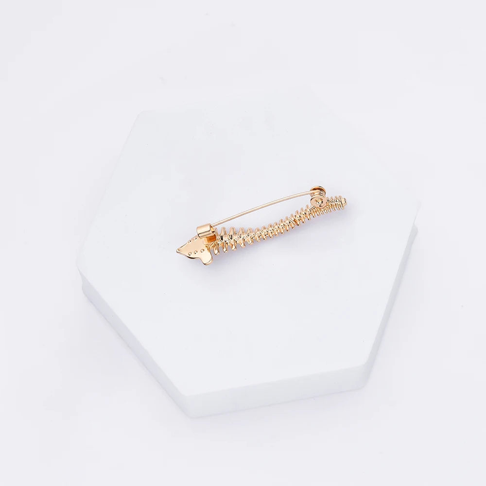 Gold Spine Anatomy Brooch Pin