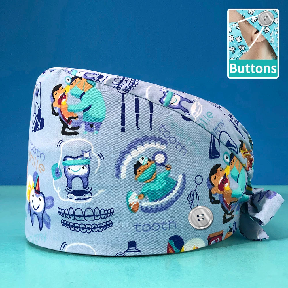 Printed Cotton Scrub Cap