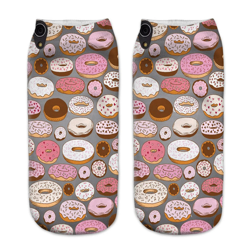 Donut & Fruit Print Ankle Socks