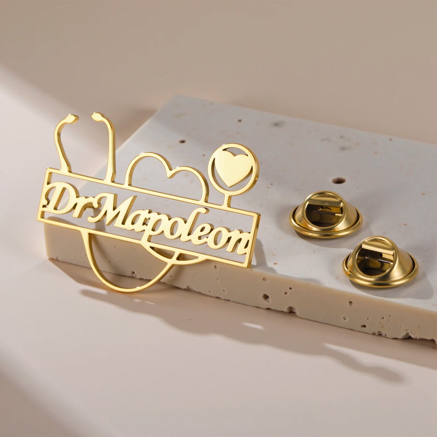 Personalised Stethoscope Name Brooch
