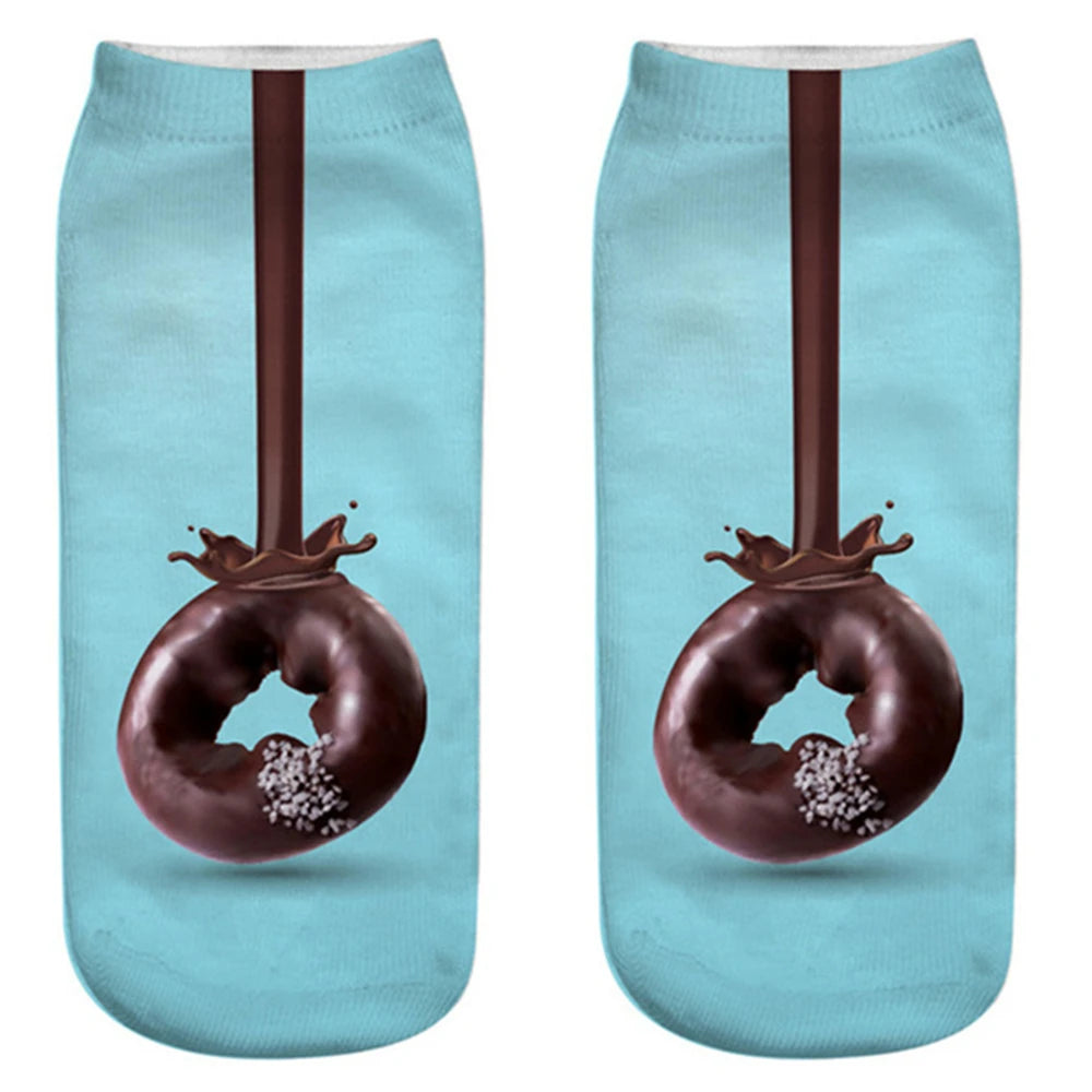 Donut & Fruit Print Ankle Socks