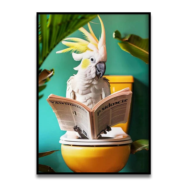 Cat Reading on the Loo Canvas Print