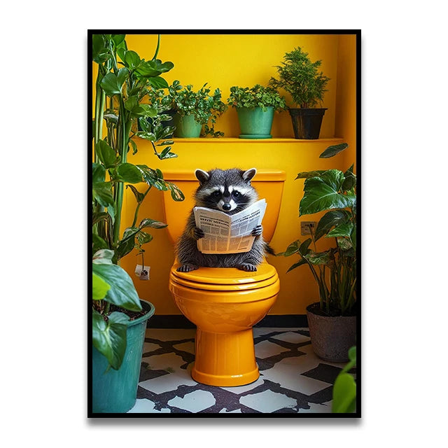 Cat Reading on the Loo Canvas Print