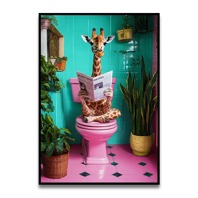 Cat Reading on the Loo Canvas Print