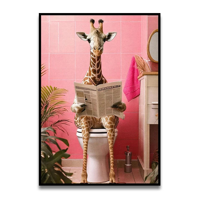 Cat Reading on the Loo Canvas Print