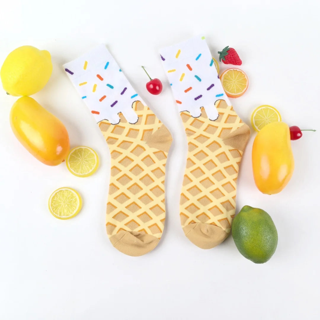 Waffle Ice Cream Pattern Socks