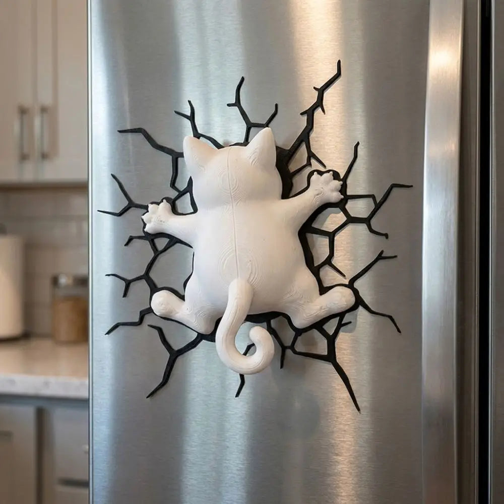 Crack Cat Optical Illusion Magnet