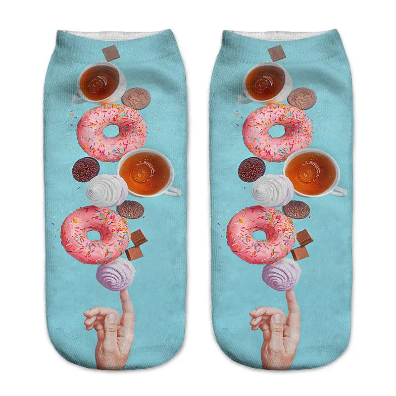 Donut & Fruit Print Ankle Socks