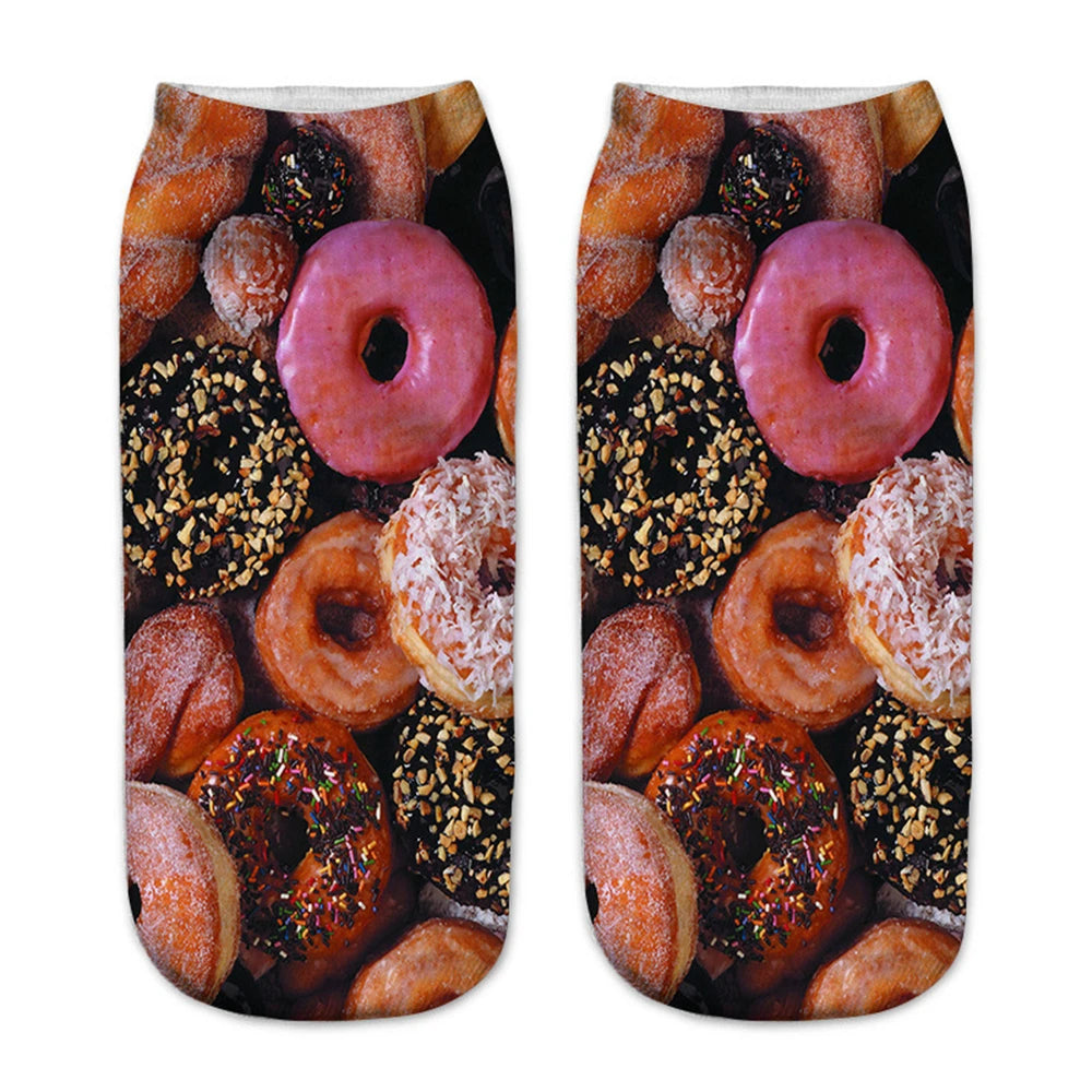 Donut & Fruit Print Ankle Socks
