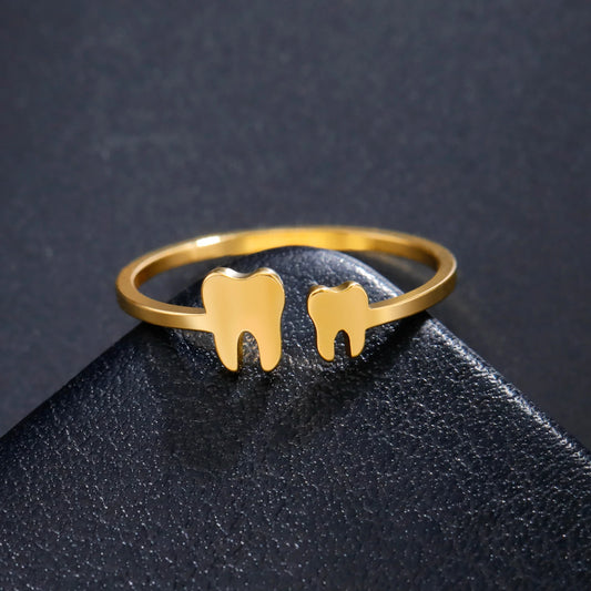 Cute Tooth Open Ring — Stainless Steel Dentist Jewellery