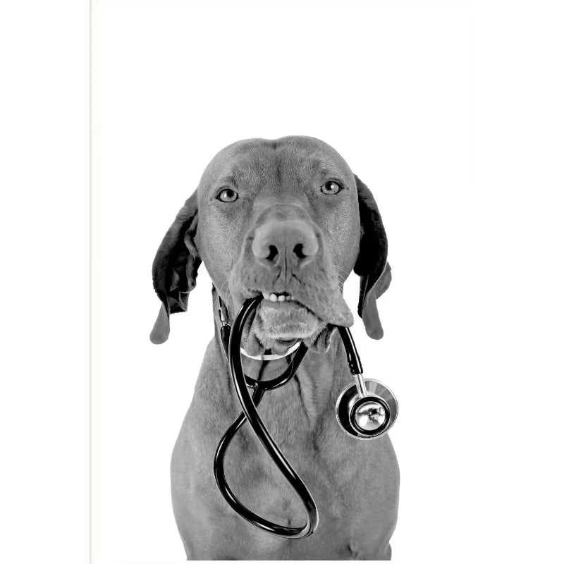 Vet Clinic Canvas Print — Pets with Stethoscopes