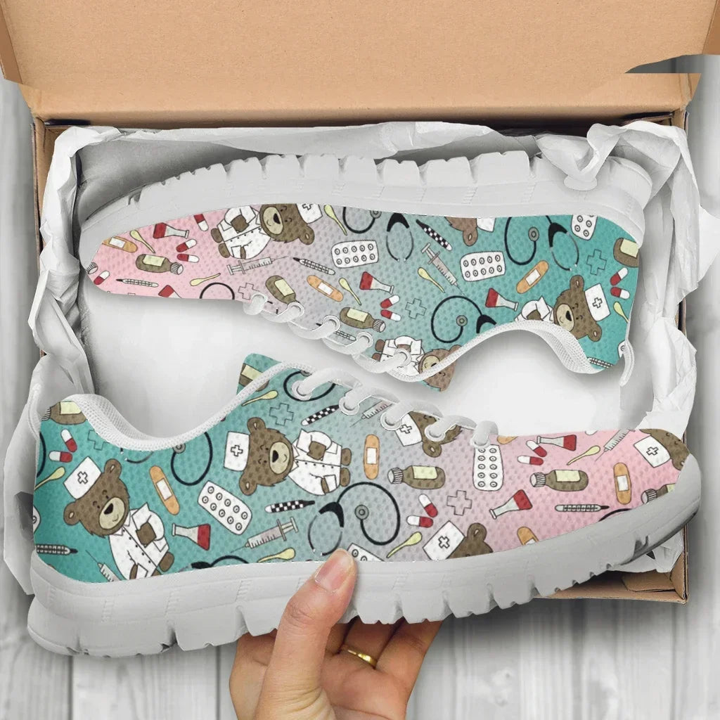 Medical Bear Print Sneakers