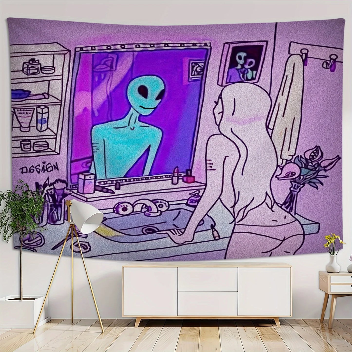 Halloween Alien Girl Tapestry