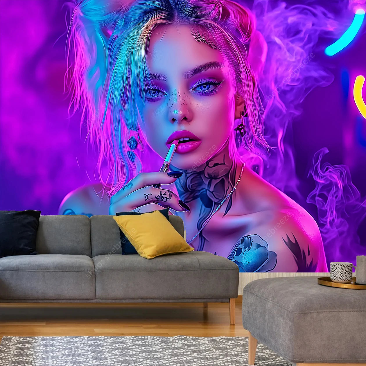 Tattoo Skull Smoke Tapestry