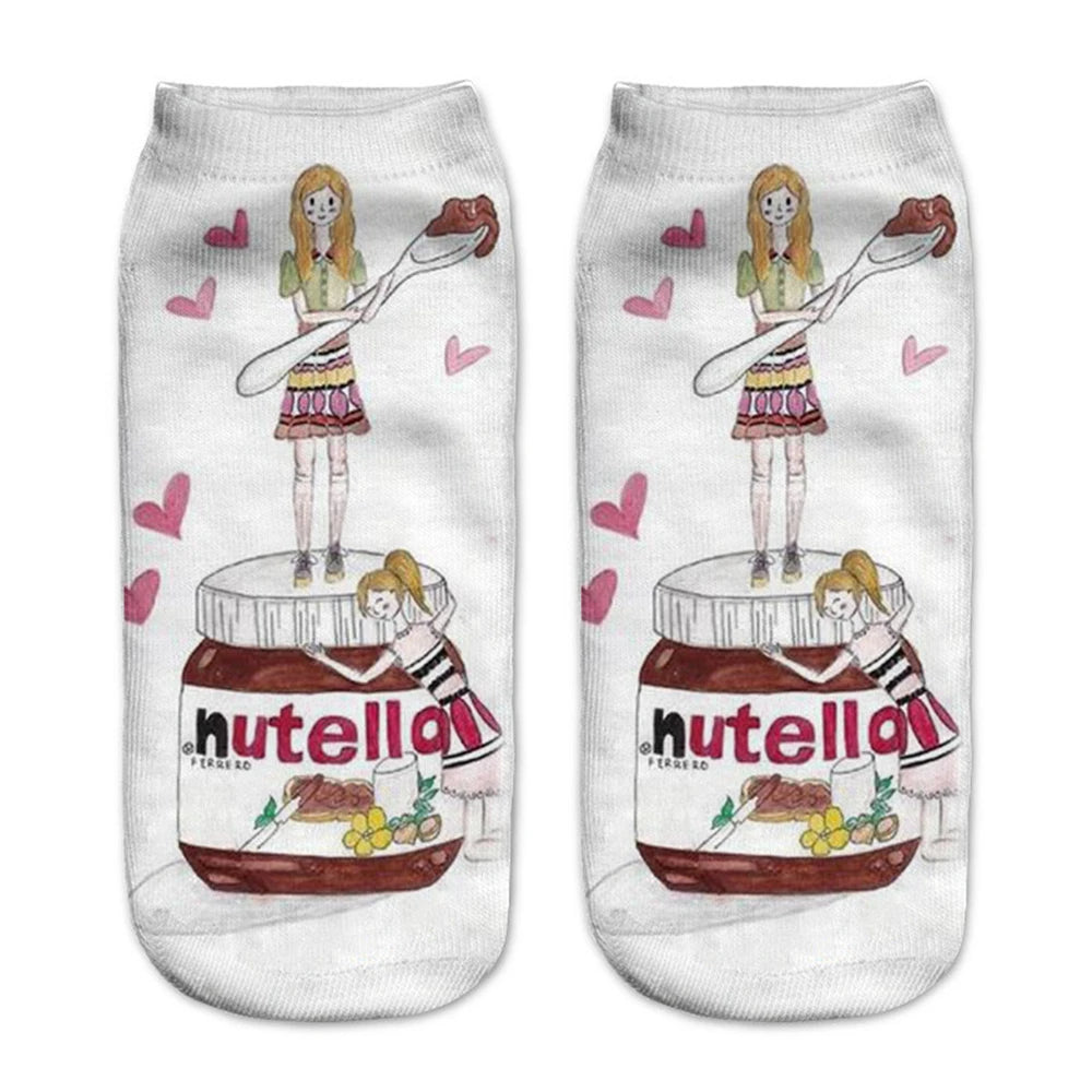 Donut & Fruit Print Ankle Socks