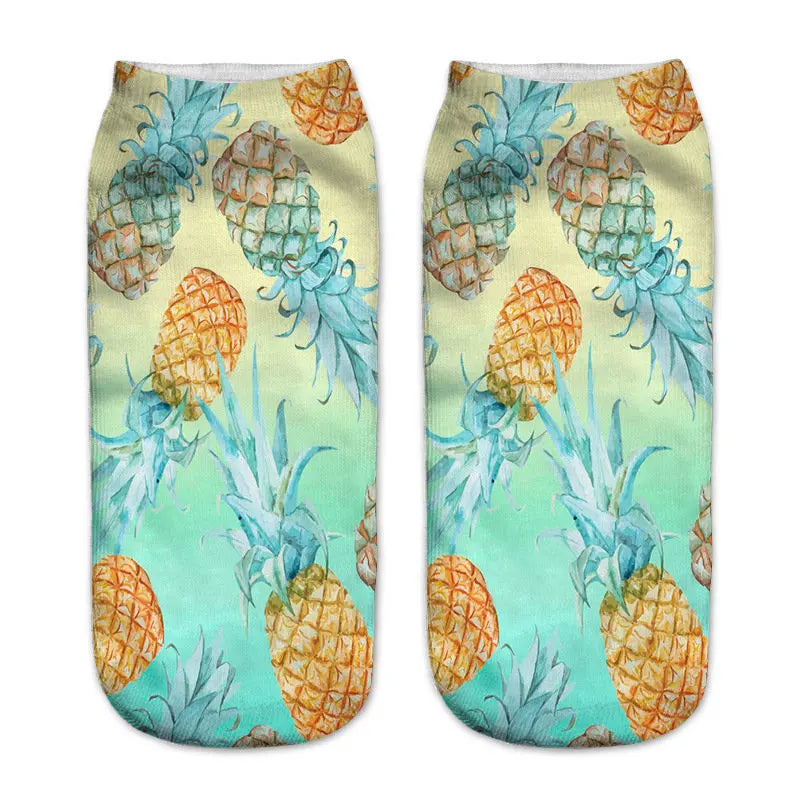 Donut & Fruit Print Ankle Socks
