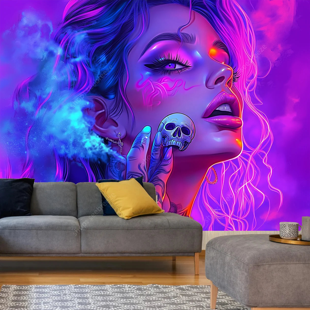 Tattoo Skull Smoke Tapestry