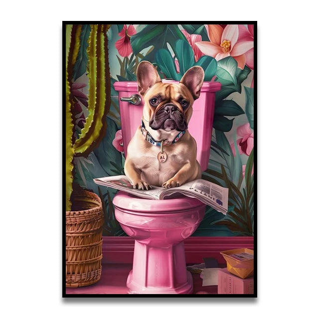 Cat Reading on the Loo Canvas Print