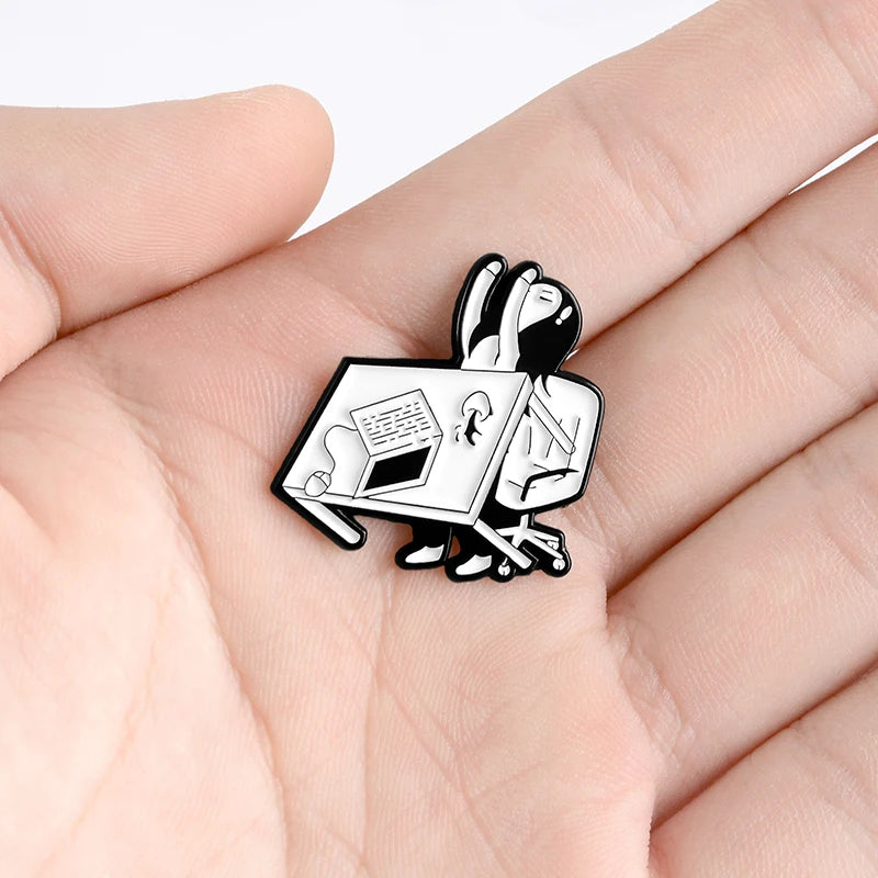 Cartoon Angry Office Girl Desk Pins Staff Enamel Pins Tired of Working Overthrow Desk Badge Funny Jewelry Gift for Office Staff