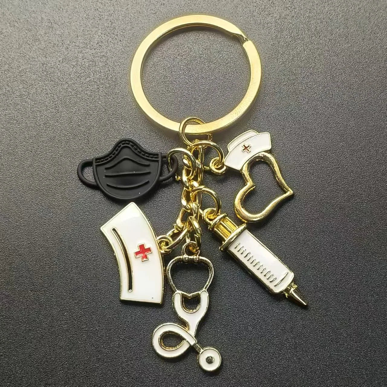 New Syringe Stethoscope Mask Nurse Cap Keychains for Men Women Bag Car Pendant Alloy Medical Tools Keyring Doctor'S Day Gift