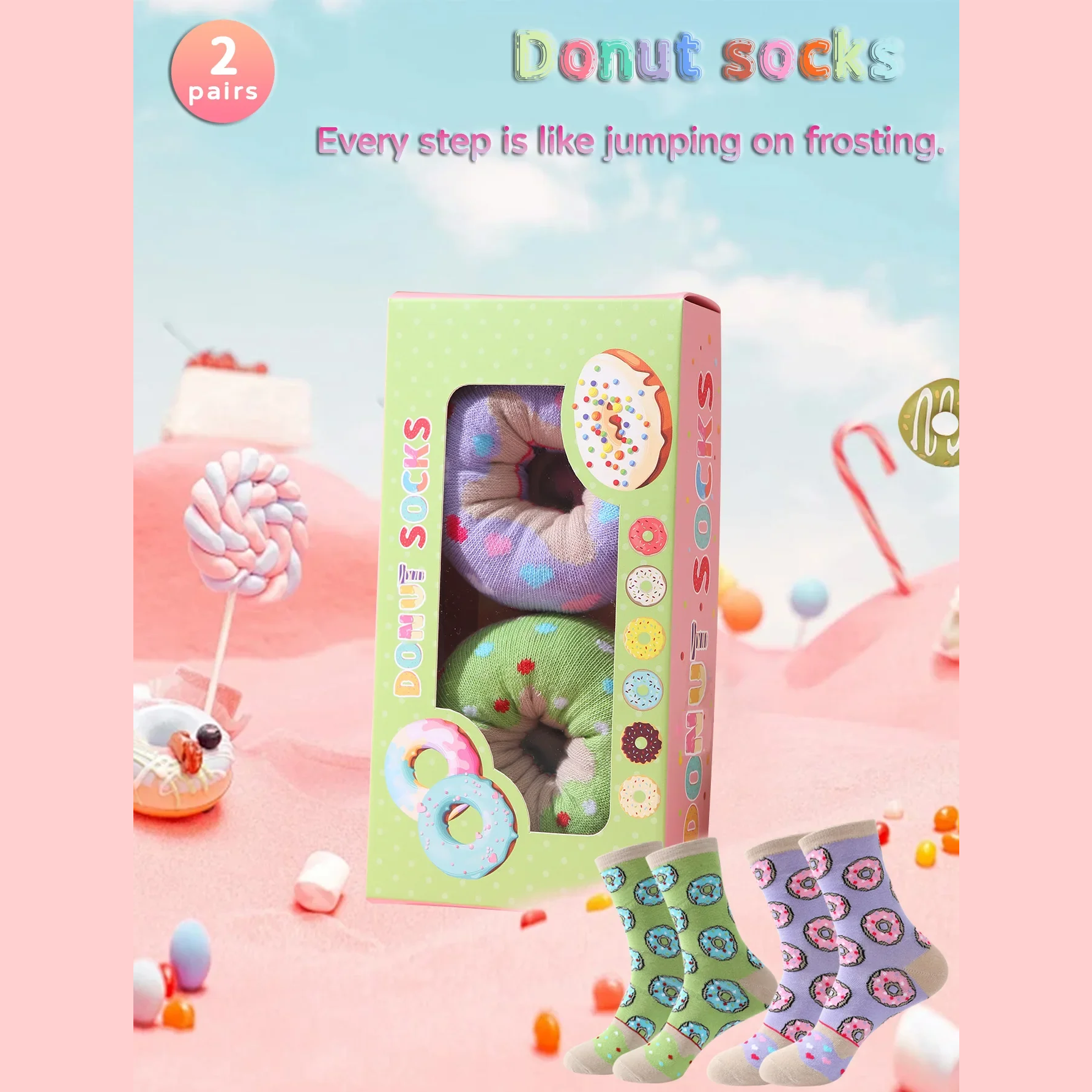 Donut Couple Socks Gift Box