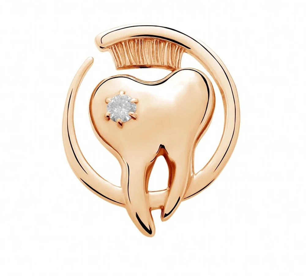 Dentist Crystal Tooth Brooch Pin