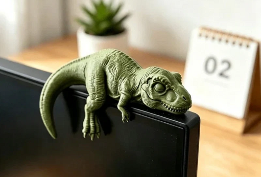Sleeping T-Rex monitor topper figurine